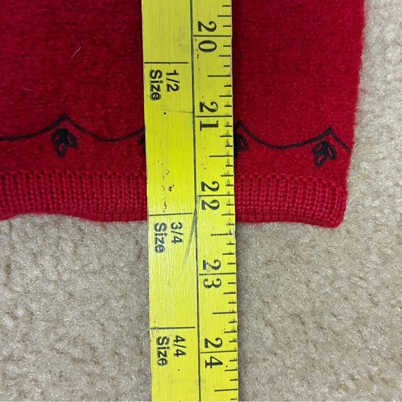 The Tog Shop Red 100% Wool Button Front Cardigan with Black Embroidered Trim - Picture 10 of 11